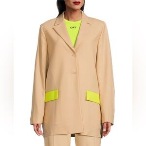 NWT OFF-WHITE PEAK LAPEL WOOL BLAZER size 2